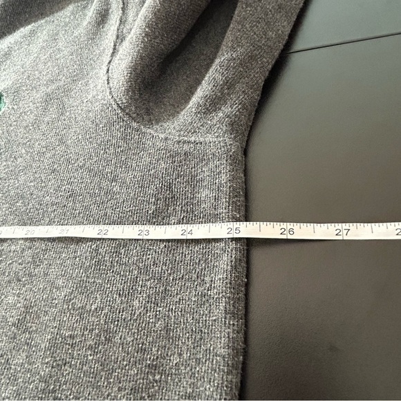 POLO Ralph Lauren Quarter Zip Sweater Men's Gray Green Pony Leather Pull Sz XL - Picture 6 of 7